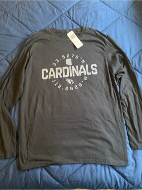 NFL Cardinals Long Sleeve Shirt - Black with White Graphic